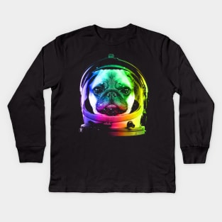 Astronaut Pug Kids Long Sleeve T-Shirt